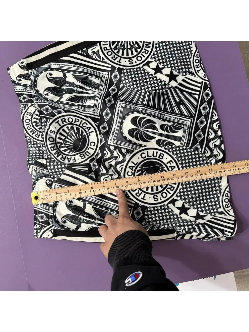 Adidas x Farm Rio Skirt Black White Graphic Print JD6312 Women Size Medium - Picture 8 of 9